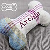Personalised Bone Dog Toy - Country Tweed Collection - Cream & Blue (Archie)
